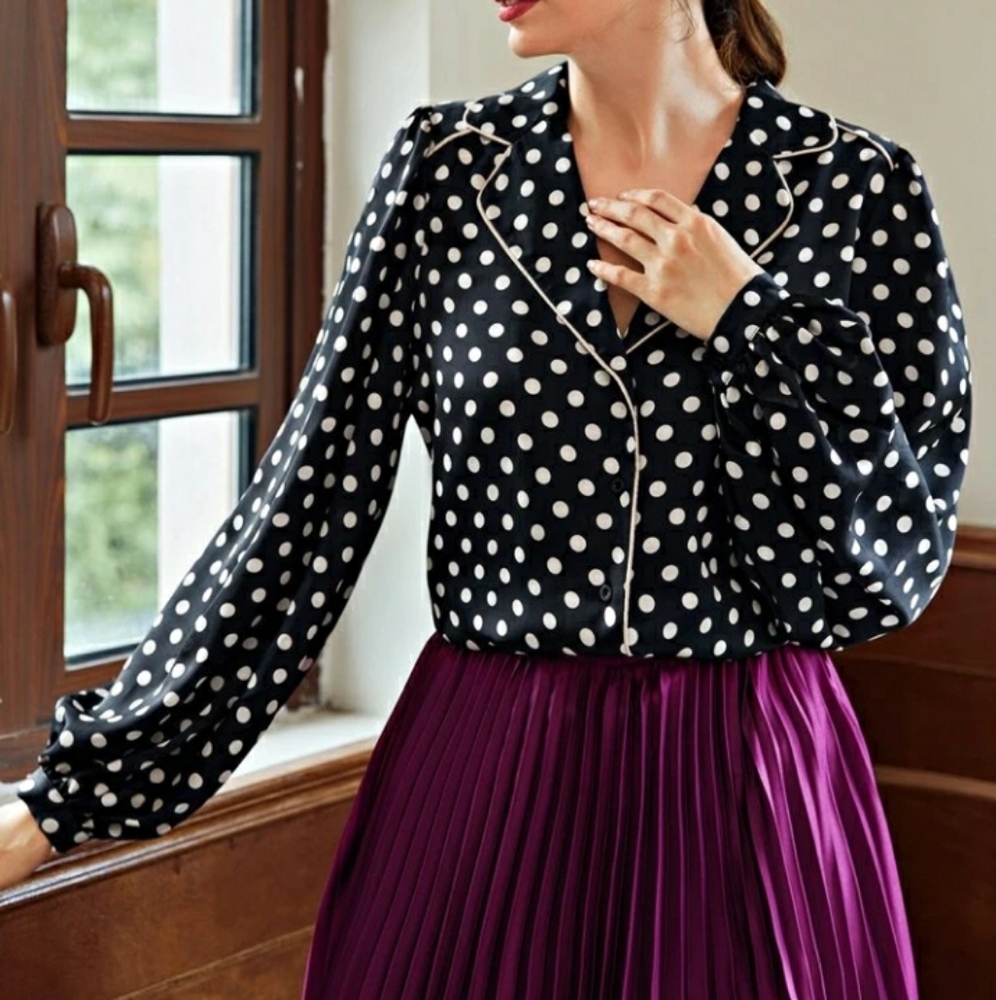 Polka dot button up blouse